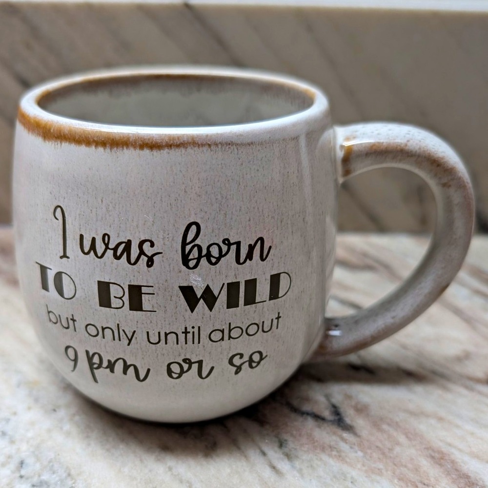 Cracker Barrel Stoneware 16 oz Speckled Mug "Born To Be Wild"